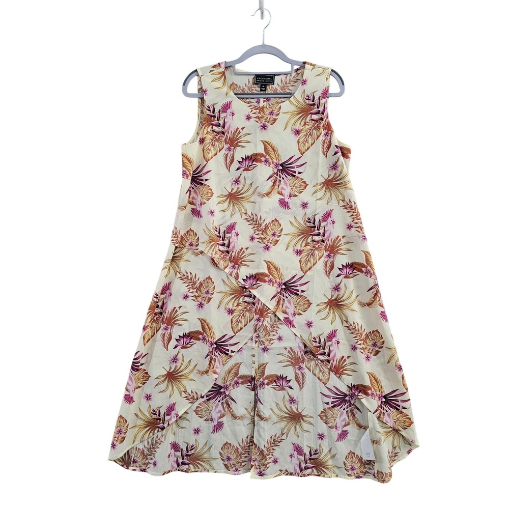 G by‎ Giuliana Black Label Floral High Low Sleeveless Dress Cream Pink MP 788115